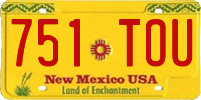 NM license plate 751TOU