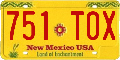 NM license plate 751TOX