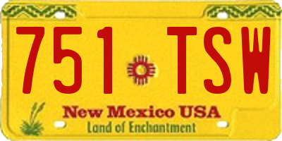NM license plate 751TSW