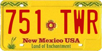 NM license plate 751TWR