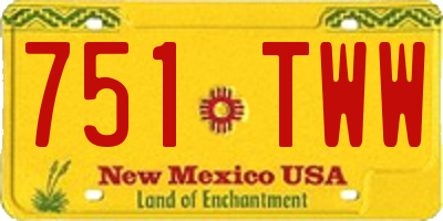 NM license plate 751TWW