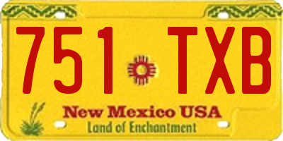 NM license plate 751TXB