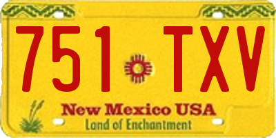NM license plate 751TXV