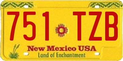 NM license plate 751TZB