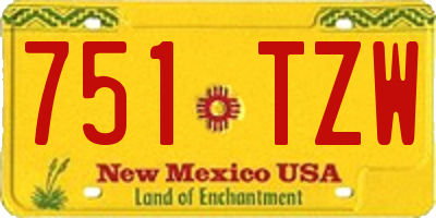 NM license plate 751TZW