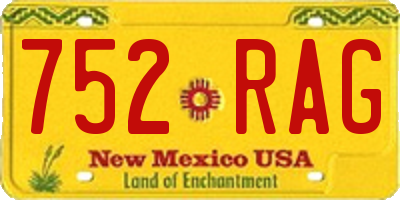 NM license plate 752RAG