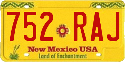 NM license plate 752RAJ