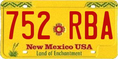 NM license plate 752RBA