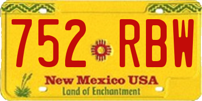 NM license plate 752RBW