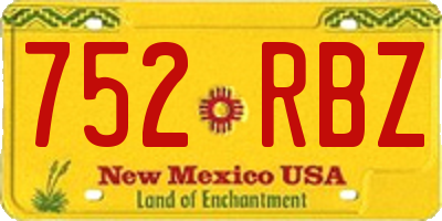 NM license plate 752RBZ