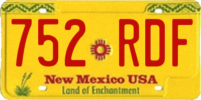 NM license plate 752RDF