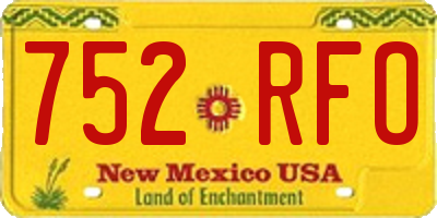 NM license plate 752RFO