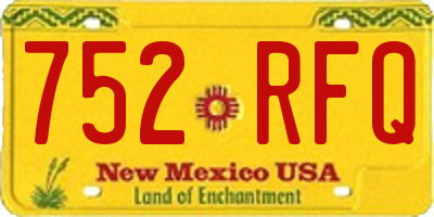 NM license plate 752RFQ