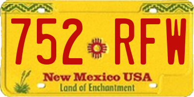 NM license plate 752RFW