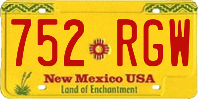 NM license plate 752RGW