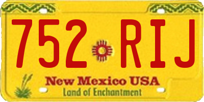 NM license plate 752RIJ
