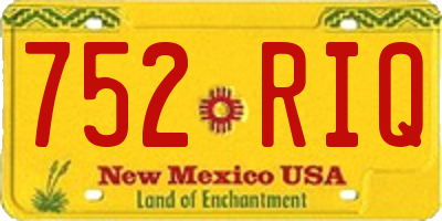 NM license plate 752RIQ