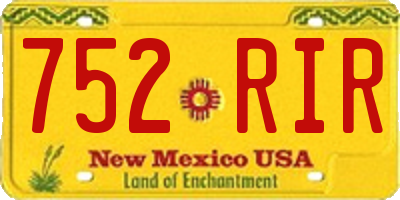 NM license plate 752RIR
