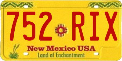 NM license plate 752RIX