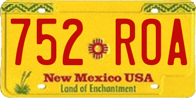 NM license plate 752ROA