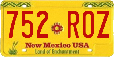 NM license plate 752ROZ