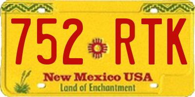 NM license plate 752RTK