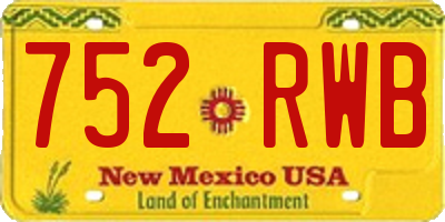 NM license plate 752RWB