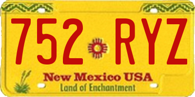 NM license plate 752RYZ