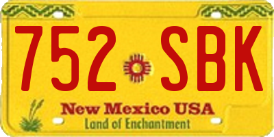 NM license plate 752SBK