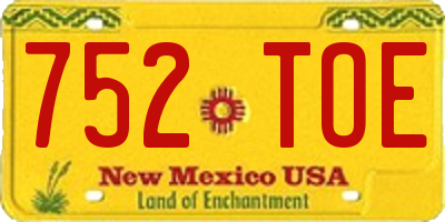 NM license plate 752TOE