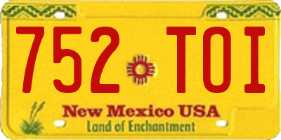 NM license plate 752TOI