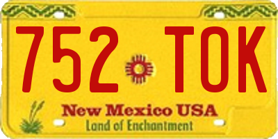 NM license plate 752TOK