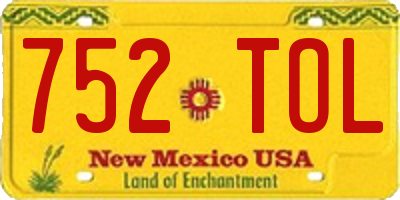NM license plate 752TOL