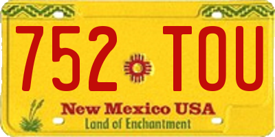 NM license plate 752TOU