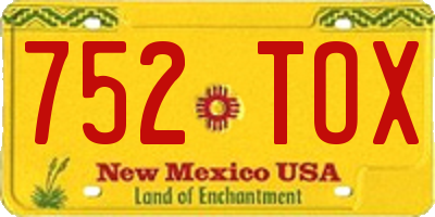 NM license plate 752TOX