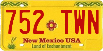 NM license plate 752TWN