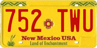 NM license plate 752TWU