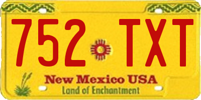NM license plate 752TXT