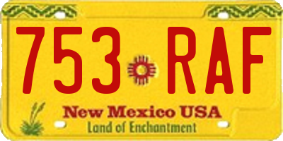 NM license plate 753RAF