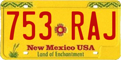 NM license plate 753RAJ