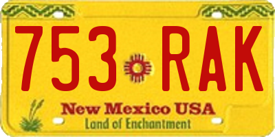 NM license plate 753RAK