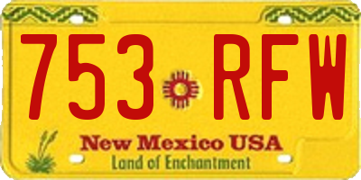 NM license plate 753RFW