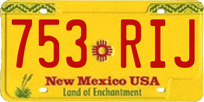 NM license plate 753RIJ
