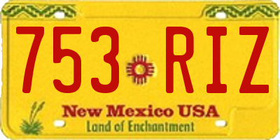 NM license plate 753RIZ