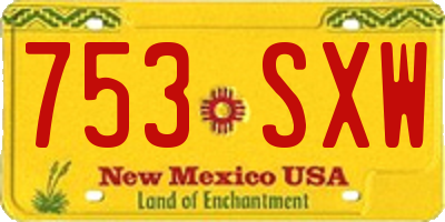 NM license plate 753SXW