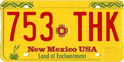 NM license plate 753THK