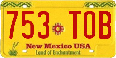 NM license plate 753TOB