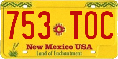 NM license plate 753TOC