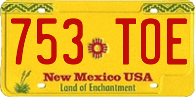 NM license plate 753TOE