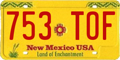 NM license plate 753TOF